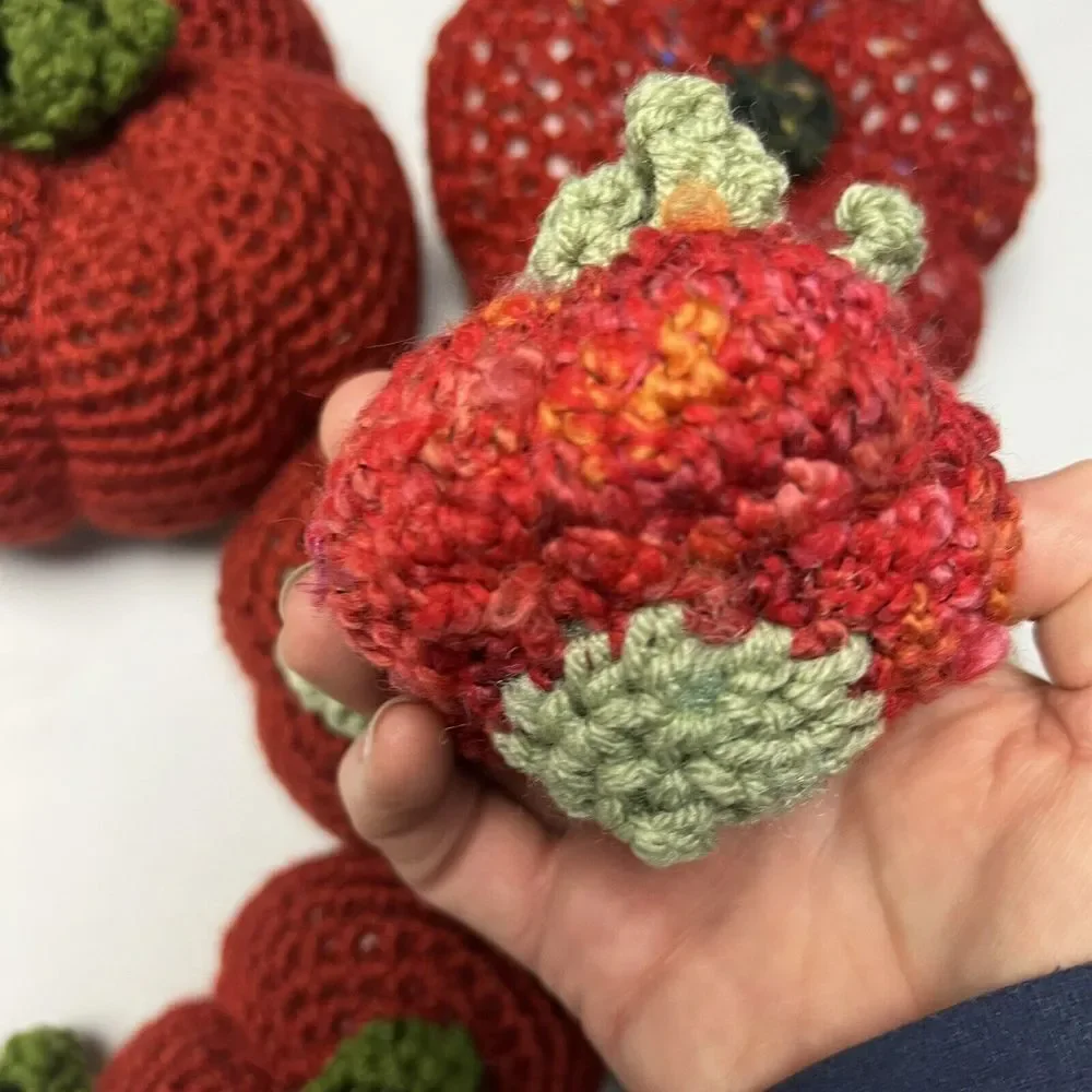 Crochet Fruit Vegetables Hand Made Lot Of 9 Veggies Retro Granny Nostalgic‎